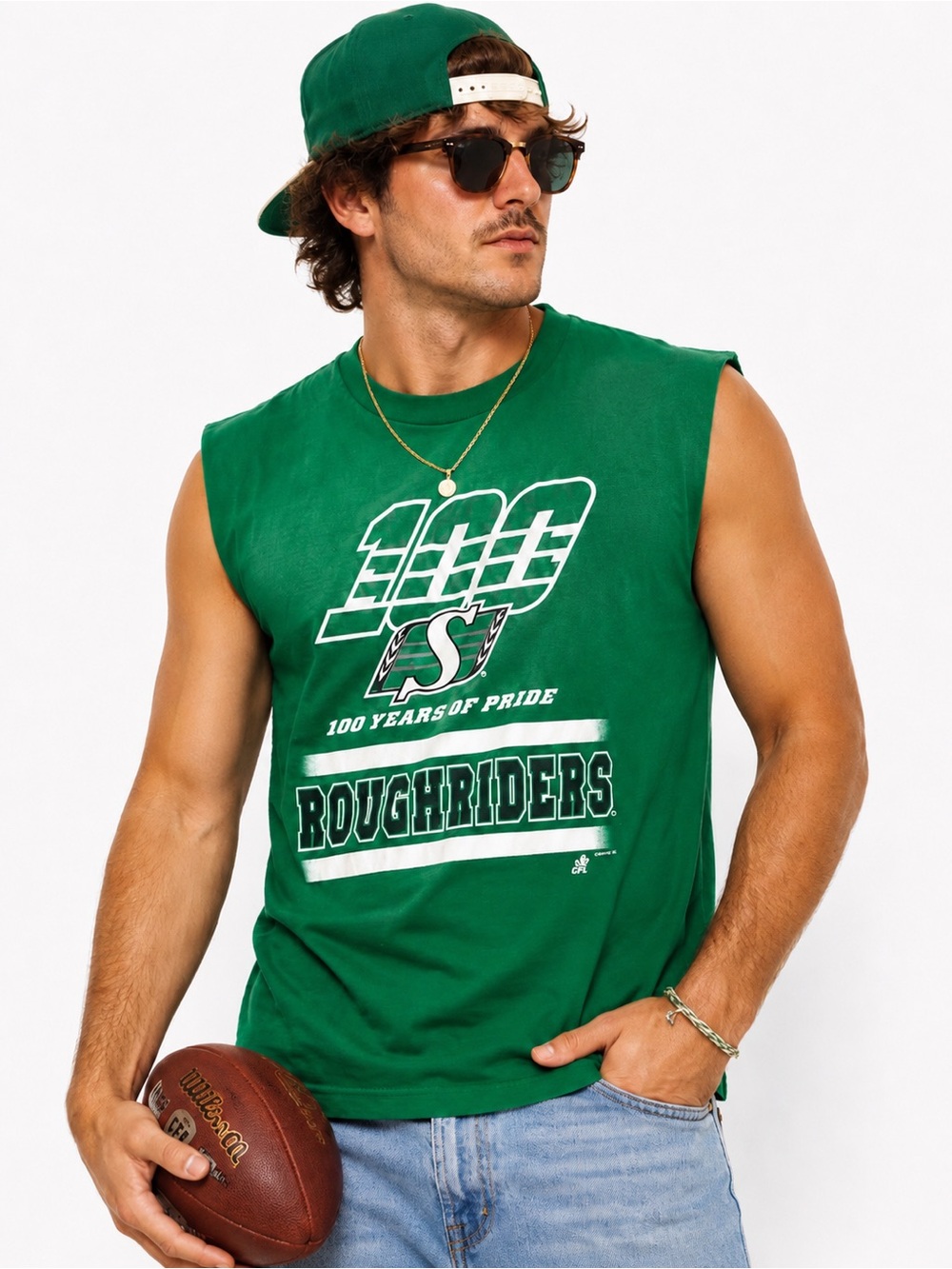 Vintage Saskatchewan Roughriders 100 Years Sleeveless Tee Size L